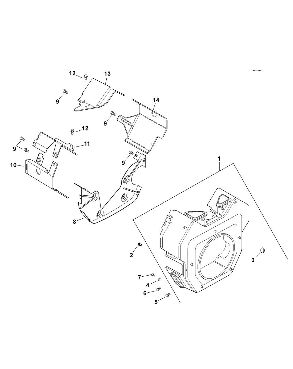 Kohler Engine Blower Housing And Baffles Diagram and Parts List for 46F 4X4-1I018G-1I019G-37ACH010 Cub Cadet Lawn Tractor Accessories